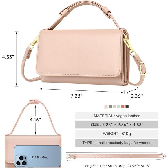 Small Crossbody Bag Polyester Women Cell Phone Wallet Purse with Card Slots - Picture 5 of 6